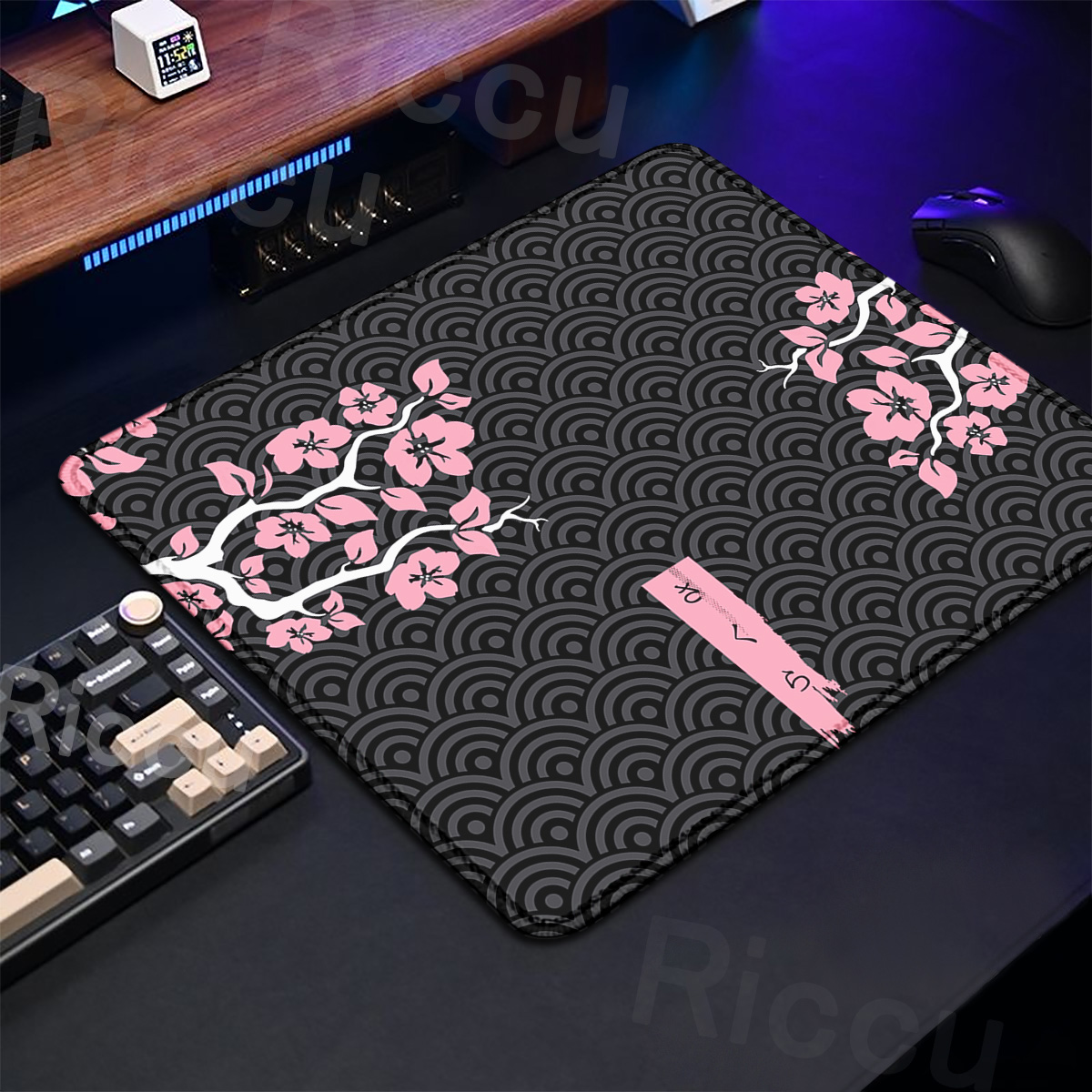 Фиолетовый Настольный коврик с – обзор и цена Desk Setup Blue