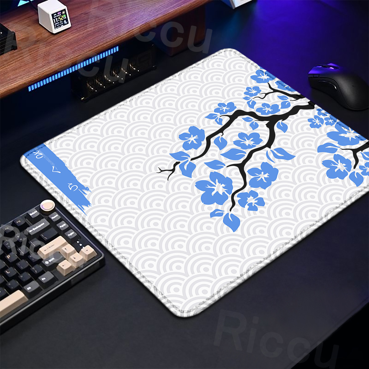 Фиолетовый Настольный коврик с – обзор и цена Desk Setup Blue