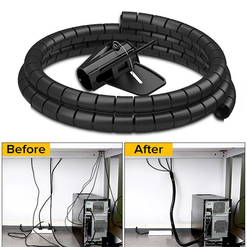 Гибкий спиральный органайзер д – обзор и цена Desk Setup Cable Management